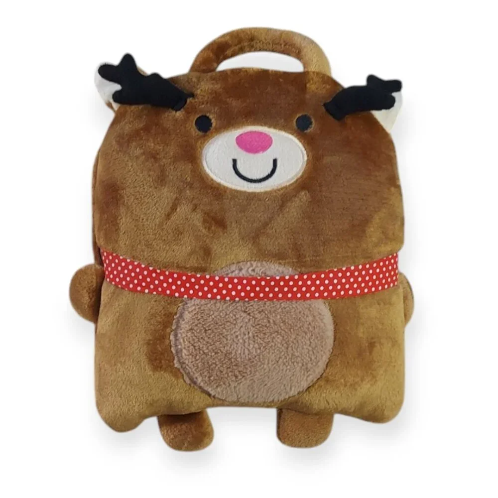 Christmas Reindeer Pillow Throw Blanket 39x47 Velvet Plush Soft Cuddly C&F Home